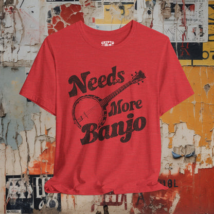 T-Shirt - Needs More Banjo Shirt | Bluegrass Tee | Bella + Canvas Unisex T-shirt from Crypto Zoo Tees