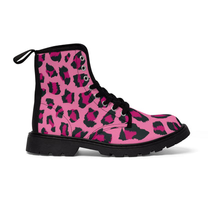 Shoes - Neon Pink Leopard Cheetah Print Boots | Animal Print Combat Boots | Punk Style Neon Boots | Women's Fashion Boots | Vegan Leather Ankle Boots | Eco - Friendly from Crypto Zoo Tees