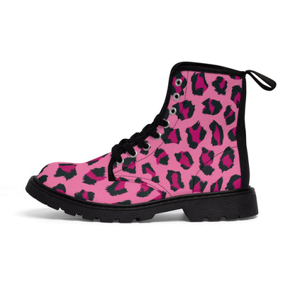 Shoes - Neon Pink Leopard Cheetah Print Boots | Animal Print Combat Boots | Punk Style Neon Boots | Women's Fashion Boots | Vegan Leather Ankle Boots | Eco - Friendly from Crypto Zoo Tees