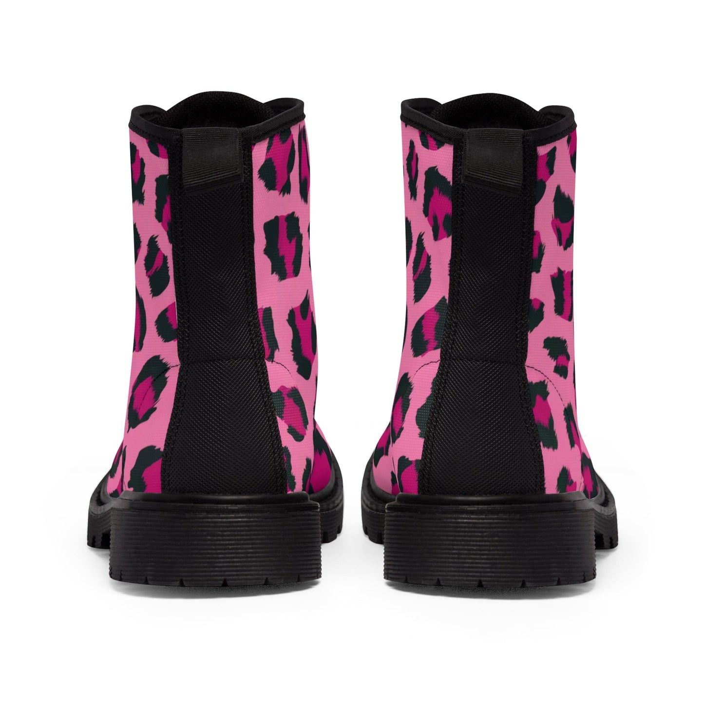 Shoes - Neon Pink Leopard Cheetah Print Boots | Animal Print Combat Boots | Punk Style Neon Boots | Women's Fashion Boots | Vegan Leather Ankle Boots | Eco - Friendly from Crypto Zoo Tees