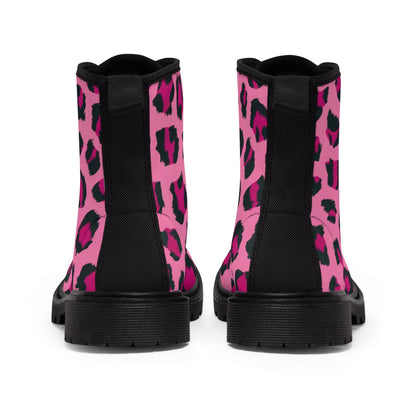 Shoes - Neon Pink Leopard Cheetah Print Boots | Animal Print Combat Boots | Punk Style Neon Boots | Women's Fashion Boots | Vegan Leather Ankle Boots | Eco - Friendly from Crypto Zoo Tees