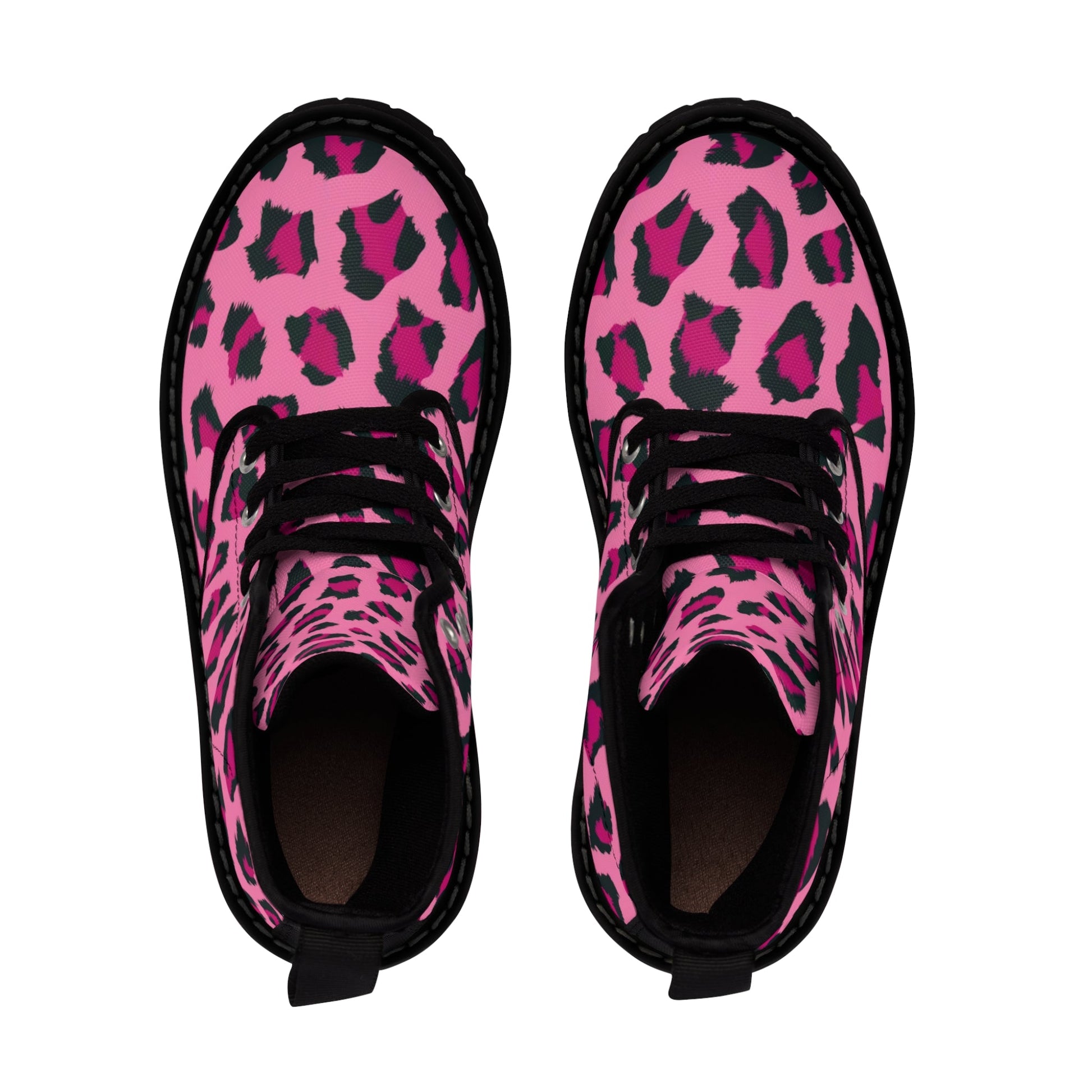 Shoes - Neon Pink Leopard Cheetah Print Boots | Animal Print Combat Boots | Punk Style Neon Boots | Women's Fashion Boots | Vegan Leather Ankle Boots | Eco - Friendly from Crypto Zoo Tees