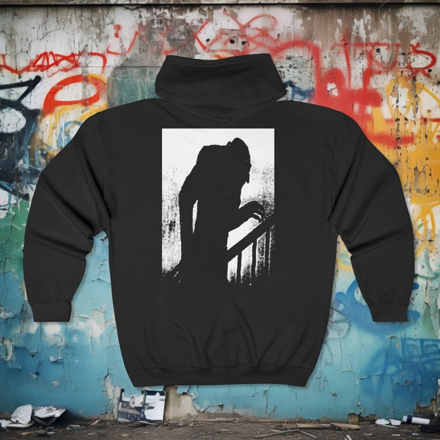 Hoodie - Nosferatu 2 Sided Zipper Zip Up Hoodie from Crypto Zoo Tees