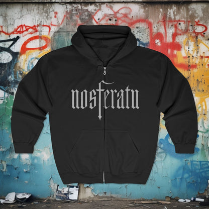 Hoodie - Nosferatu 2 Sided Zipper Zip Up Hoodie from Crypto Zoo Tees