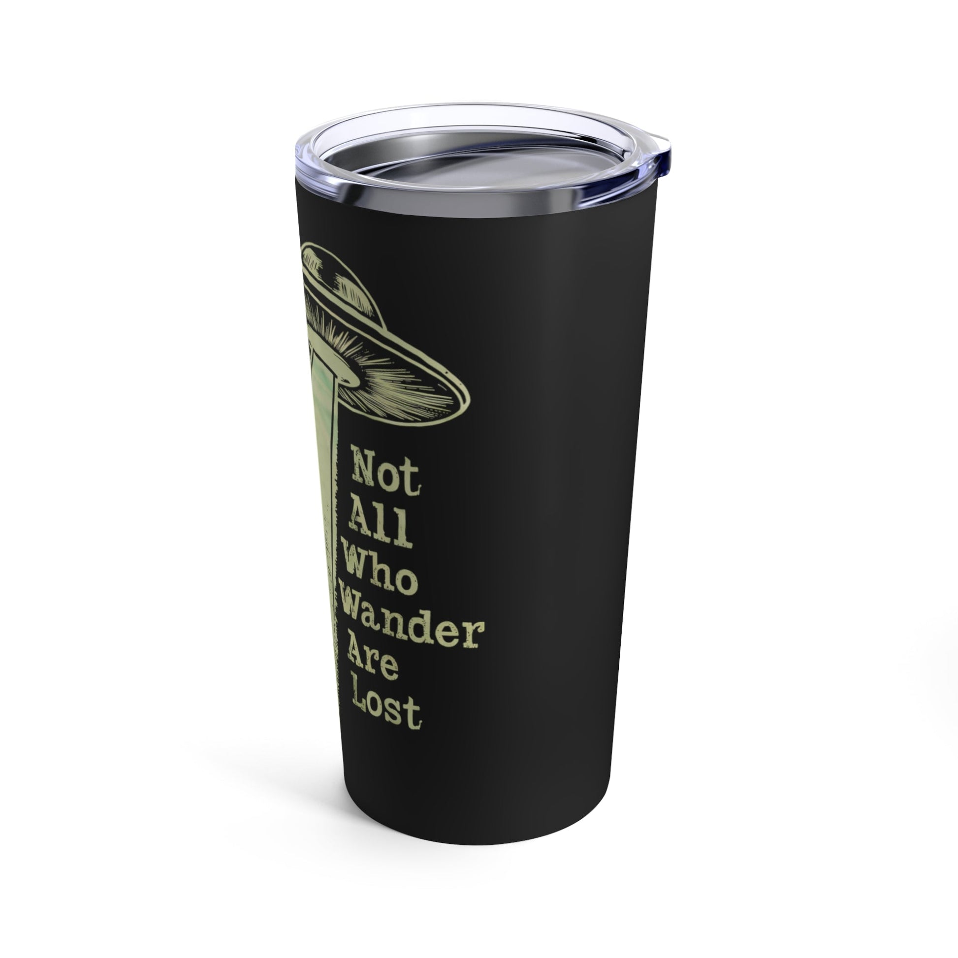 Mug - Not All Who Wander Are Lost Bigfoot UFO | 20oz Tumbler | Double Insulated Cup from Crypto Zoo Tees