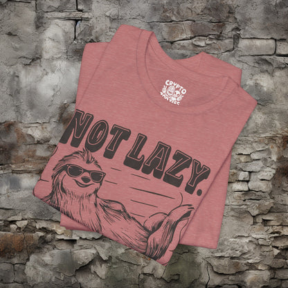 T-Shirt - Not Lazy - Energy Efficient Funny Sloth Tee | Bella + Canvas Unisex T-shirt from Crypto Zoo Tees