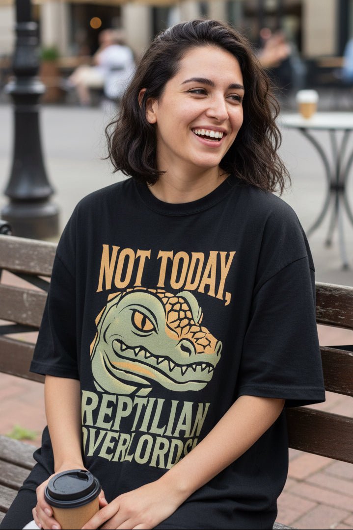 T-Shirt - Not Today Reptilian Overlords | Unisex Heavy Vintage - Unisex Comfort Colors 1717 | Alien & UFO | Punk from Crypto Zoo Tees