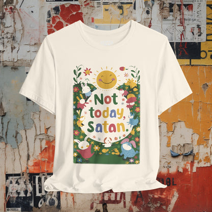 T-Shirt - Not Today Satan Childrens Book Tee | Bella + Canvas Unisex T-shirt from Crypto Zoo Tees