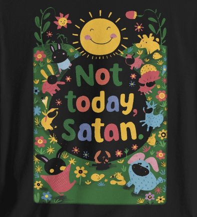 T-Shirt - Not Today Satan Childrens Book Tee | Bella + Canvas Unisex T-shirt from Crypto Zoo Tees