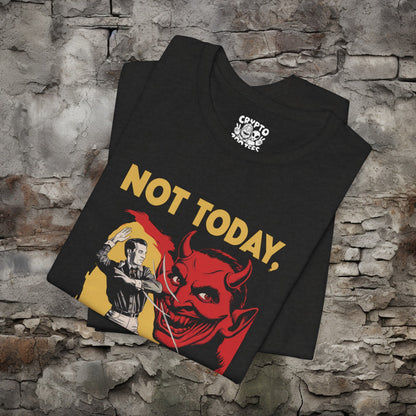 T-Shirt - Not Today Satan Poster Tee | Bella + Canvas Unisex T-shirt from Crypto Zoo Tees