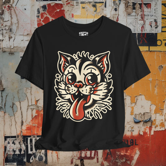 T-Shirt - Old School Cat Bella Canvas T-shirt from Crypto Zoo Tees