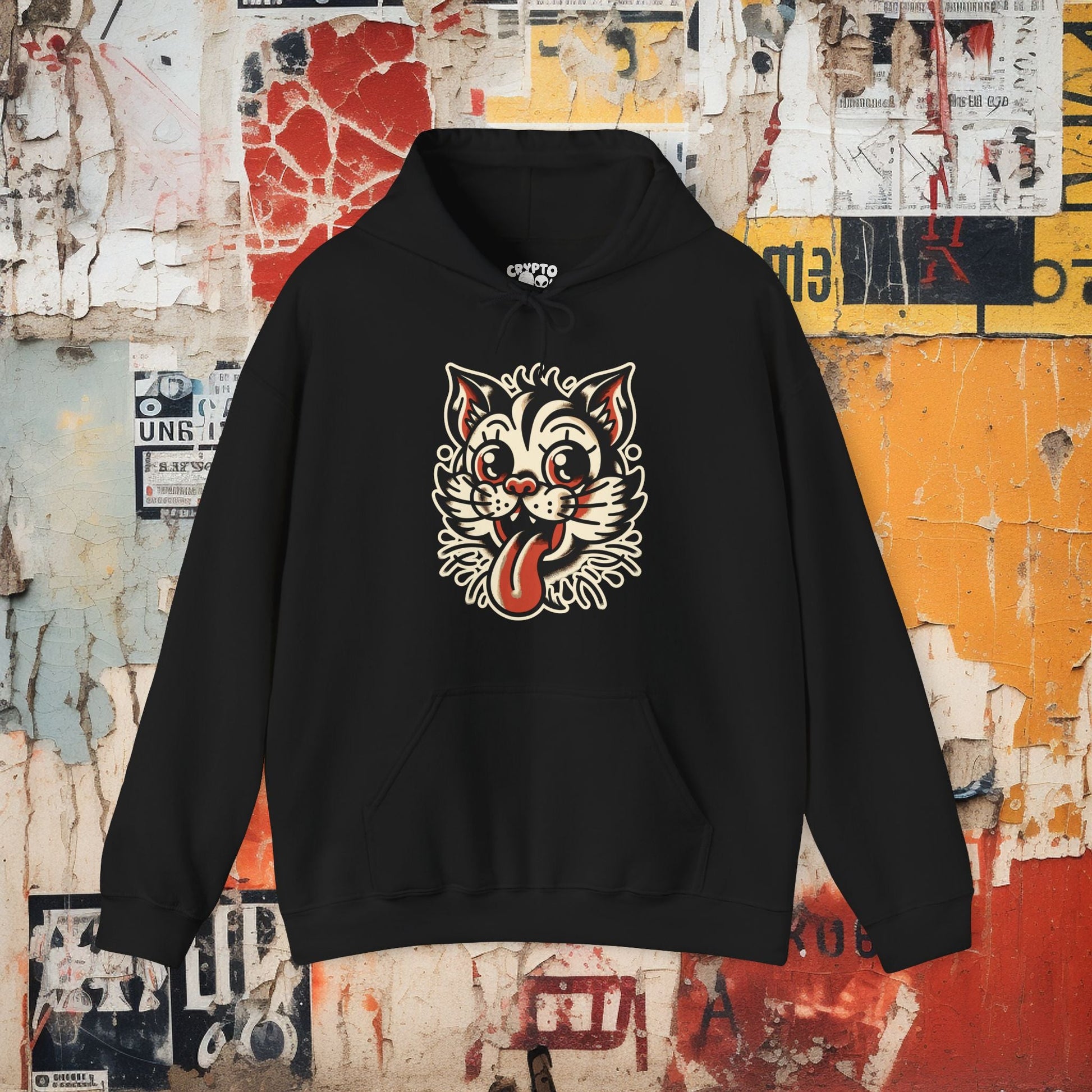 Hoodie - Old School Cat Single Sided Hoodie from Crypto Zoo Tees