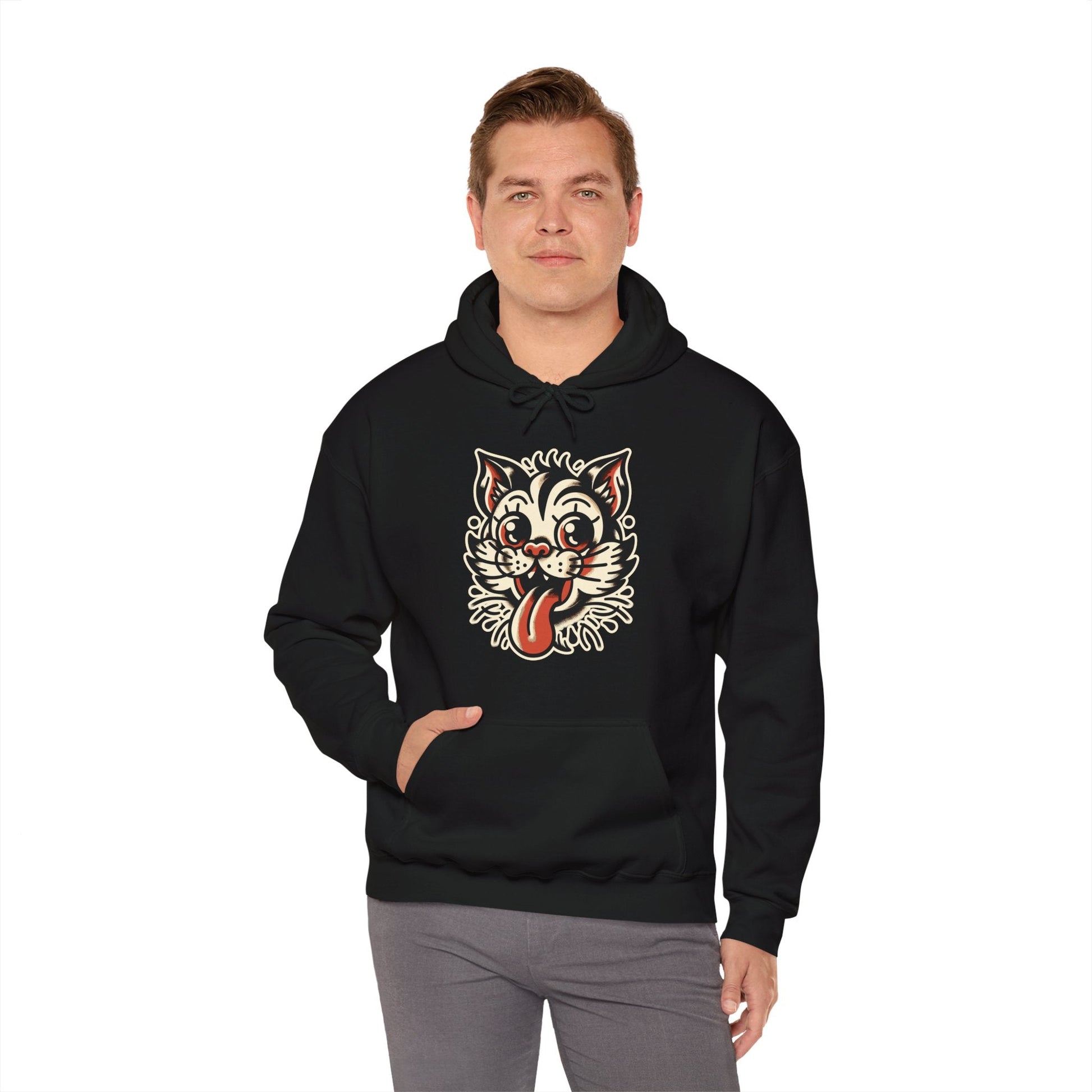 Hoodie - Old School Cat Single Sided Hoodie from Crypto Zoo Tees