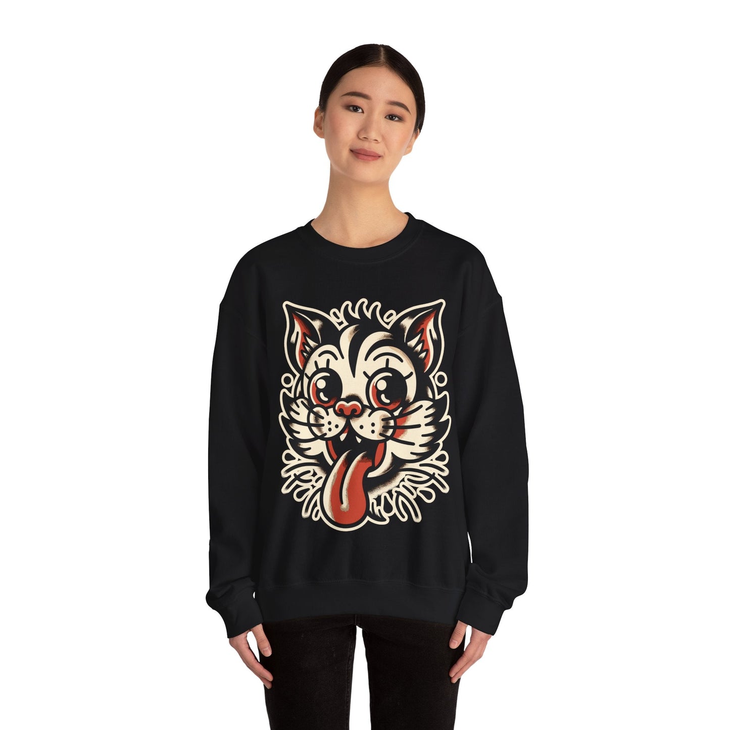 Sweatshirt - Old School Cat Sweatshirt from Crypto Zoo Tees