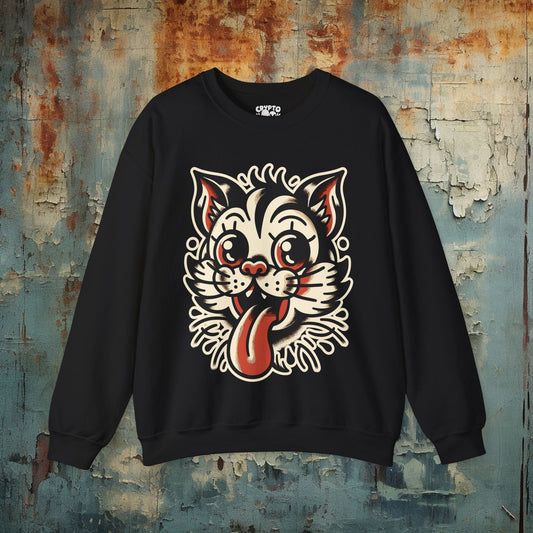 Sweatshirt - Old School Cat Sweatshirt from Crypto Zoo Tees