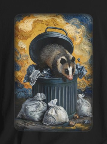 T-Shirt - Opposum Eating Trash Van Gogh Shirt | Bella+Canvas Tee | Funny Artist Shirt from Crypto Zoo Tees