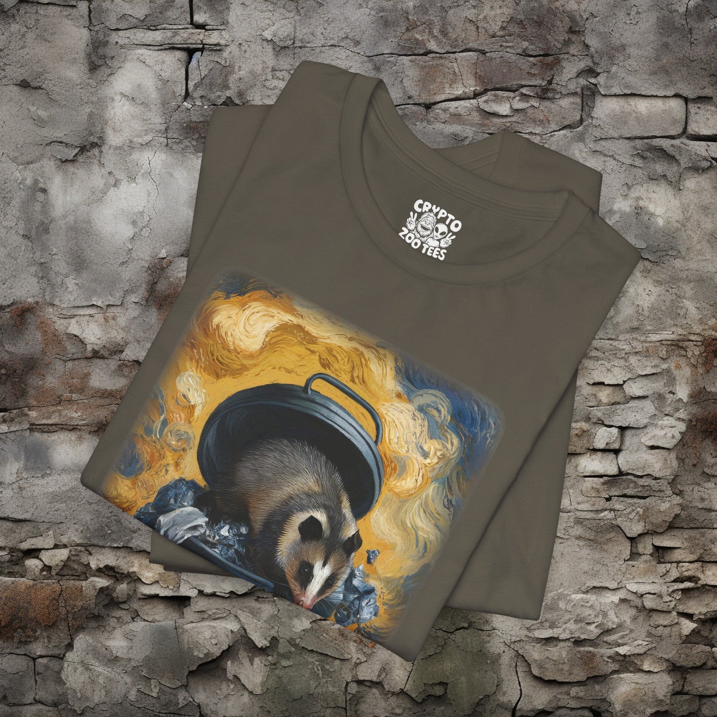 Opposum Eating Trash Van Gogh Shirt | Bella+Canvas Tee | Funny Artist Shirt - Crypto Zoo Tees - T-Shirt