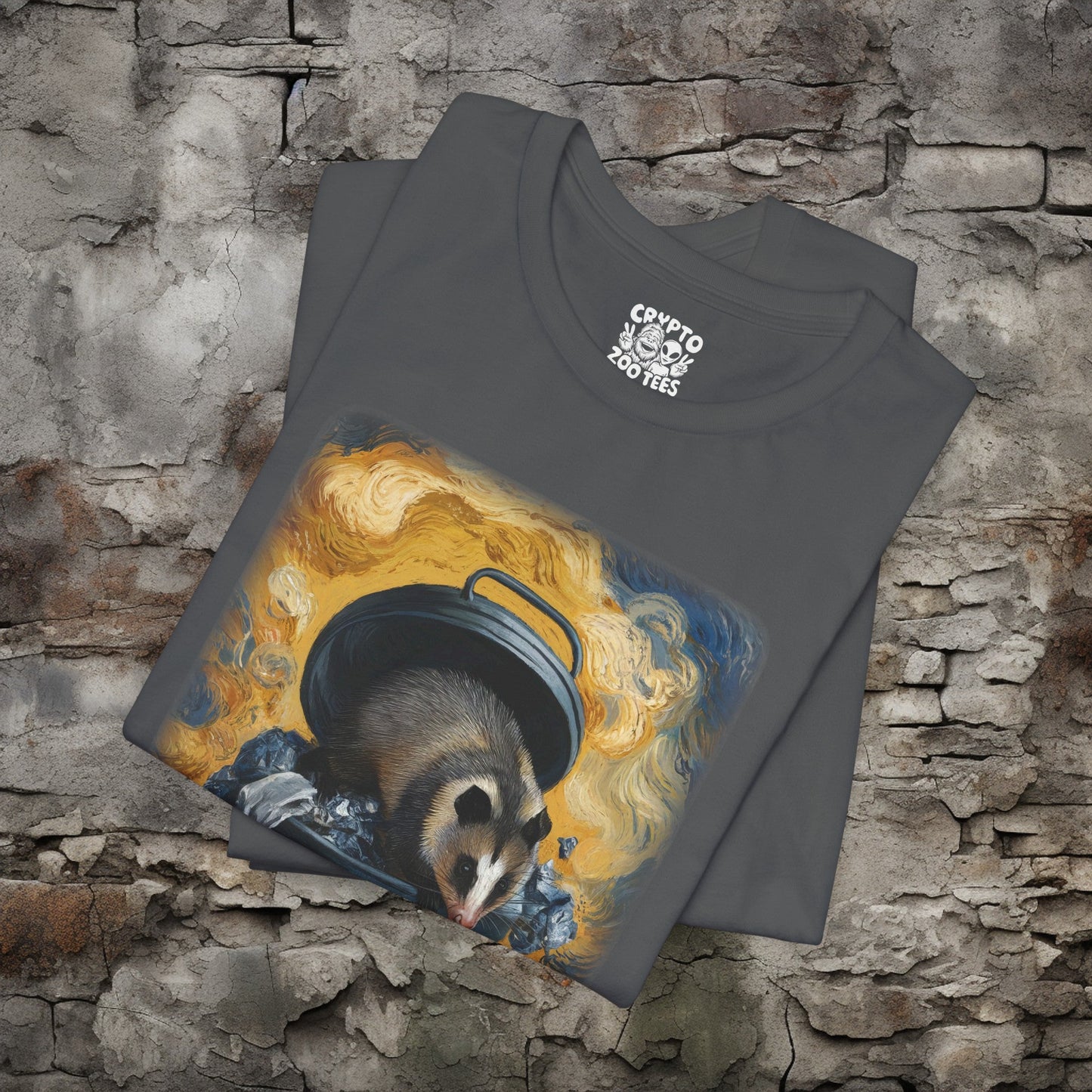 Opposum Eating Trash Van Gogh Shirt | Bella+Canvas Tee | Funny Artist Shirt - Crypto Zoo Tees - T-Shirt