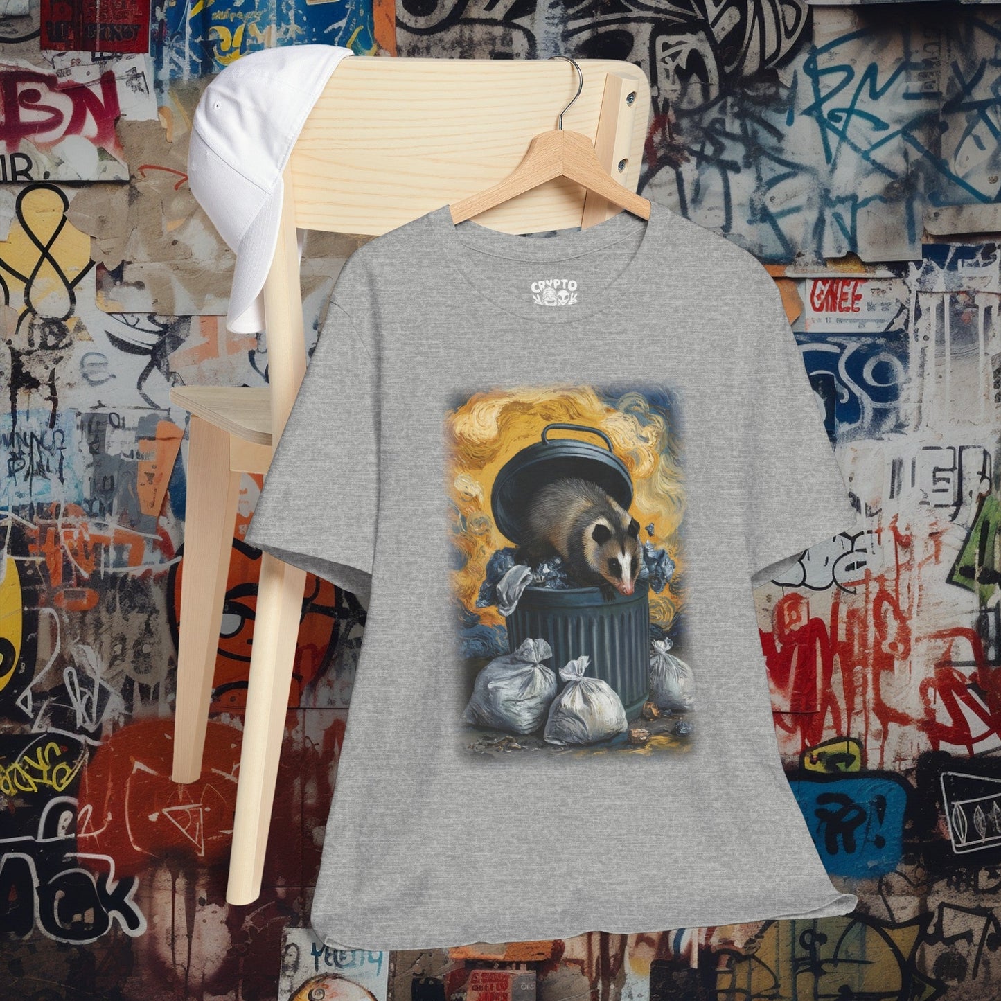 Opposum Eating Trash Van Gogh Shirt | Bella+Canvas Tee | Funny Artist Shirt - Crypto Zoo Tees - T-Shirt