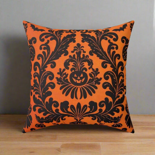 Home Decor - Orange Pumpkin Jack - o - Lantern Filigree | Halloween Decor | Spun Polyester Pillow | Pillow Included! from Crypto Zoo Tees