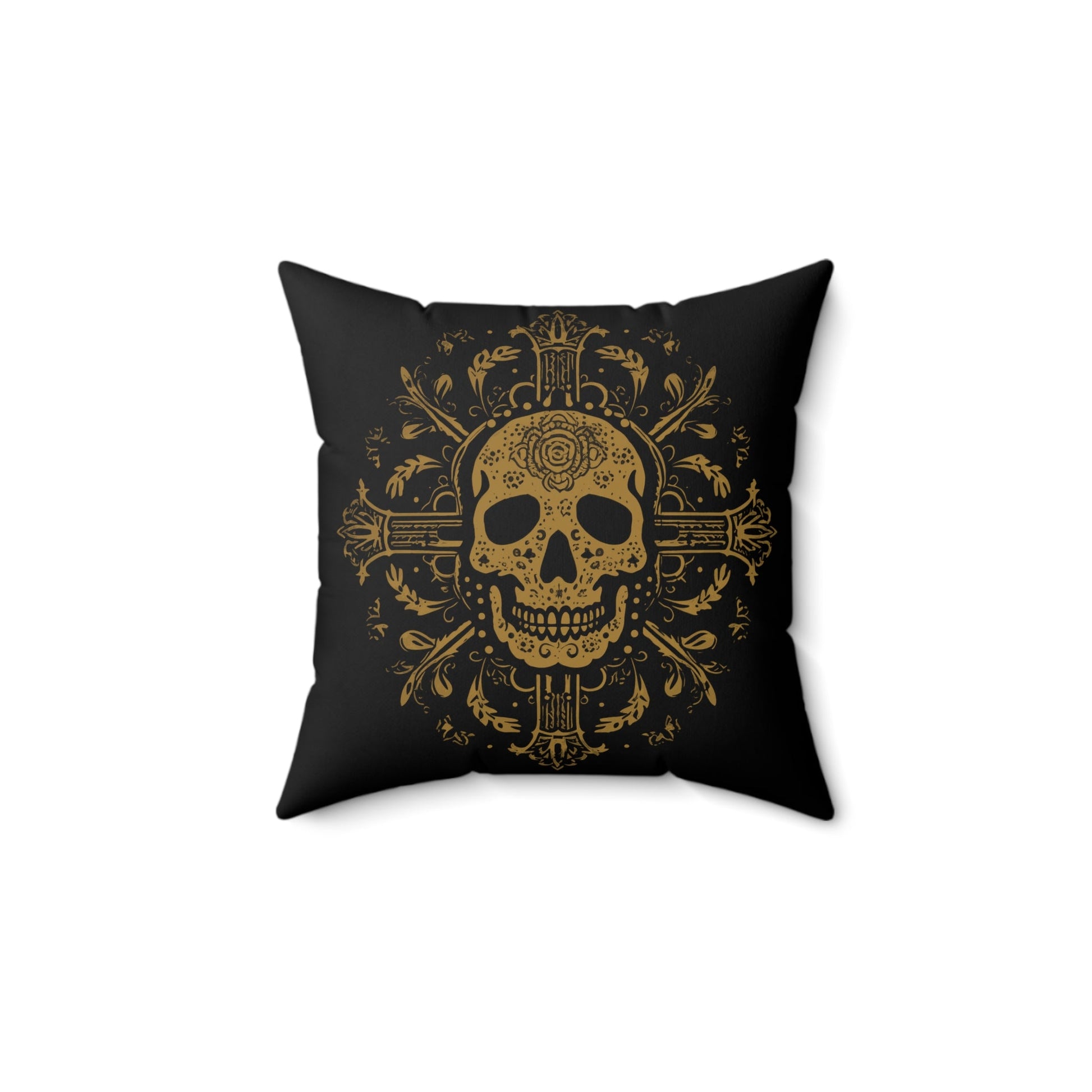 Home Decor - ornate skull - Spun Polyester Square Pillow from Crypto Zoo Tees