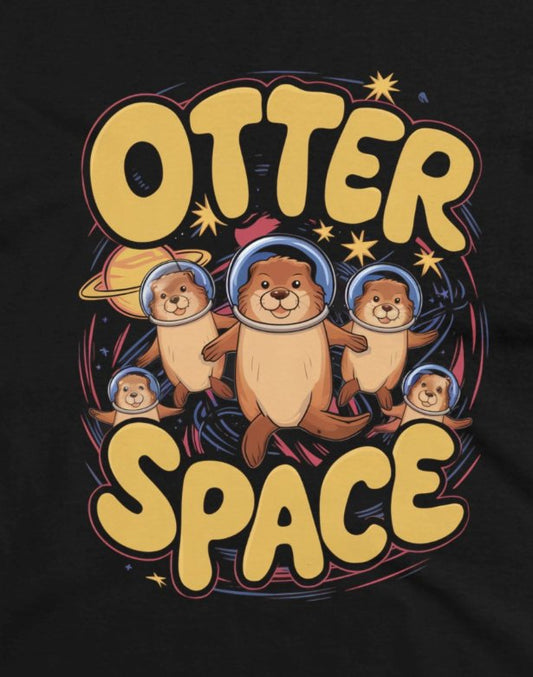T-Shirt - Otter Space Cute Funny Astronaut Otter Tee | Women's T-Shirt | Cotton Tee from Crypto Zoo Tees