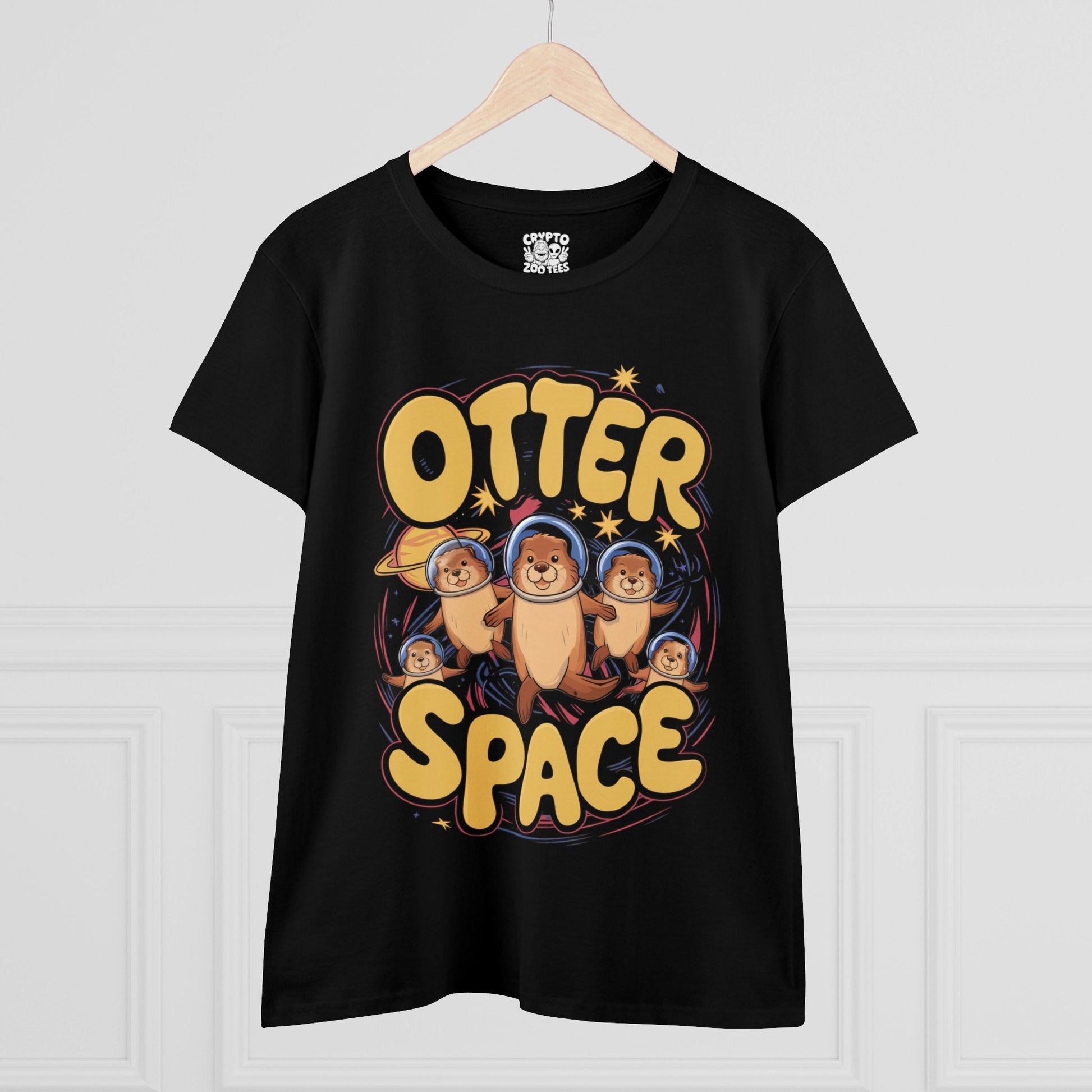 T-Shirt - Otter Space Cute Funny Astronaut Otter Tee | Women's T-Shirt | Cotton Tee from Crypto Zoo Tees