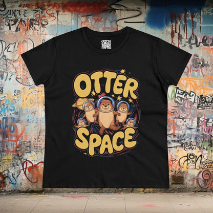 T-Shirt - Otter Space Cute Funny Astronaut Otter Tee | Women's T-Shirt | Cotton Tee from Crypto Zoo Tees