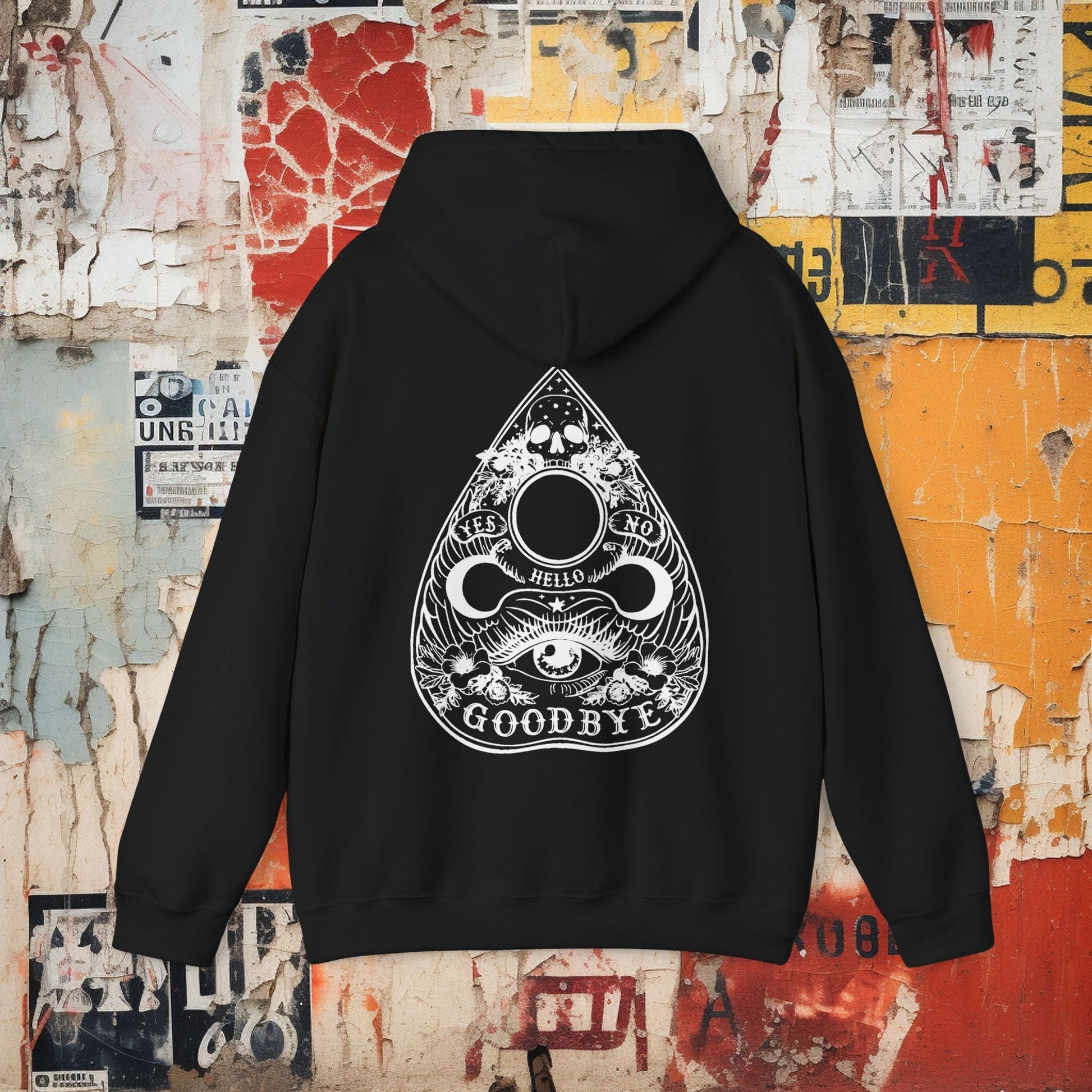 Hoodie - Ouija Board Pullover Hoodie | Double - Sided Pullover Hoodie | Paranormal, Halloween, Spiritual | Goth, Gothic from Crypto Zoo Tees