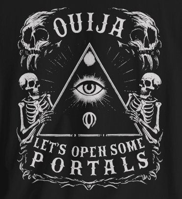T-Shirt - Ouija - Let's Open Portals Funny Gothic Tee | Bella + Canvas Unisex T-shirt from Crypto Zoo Tees