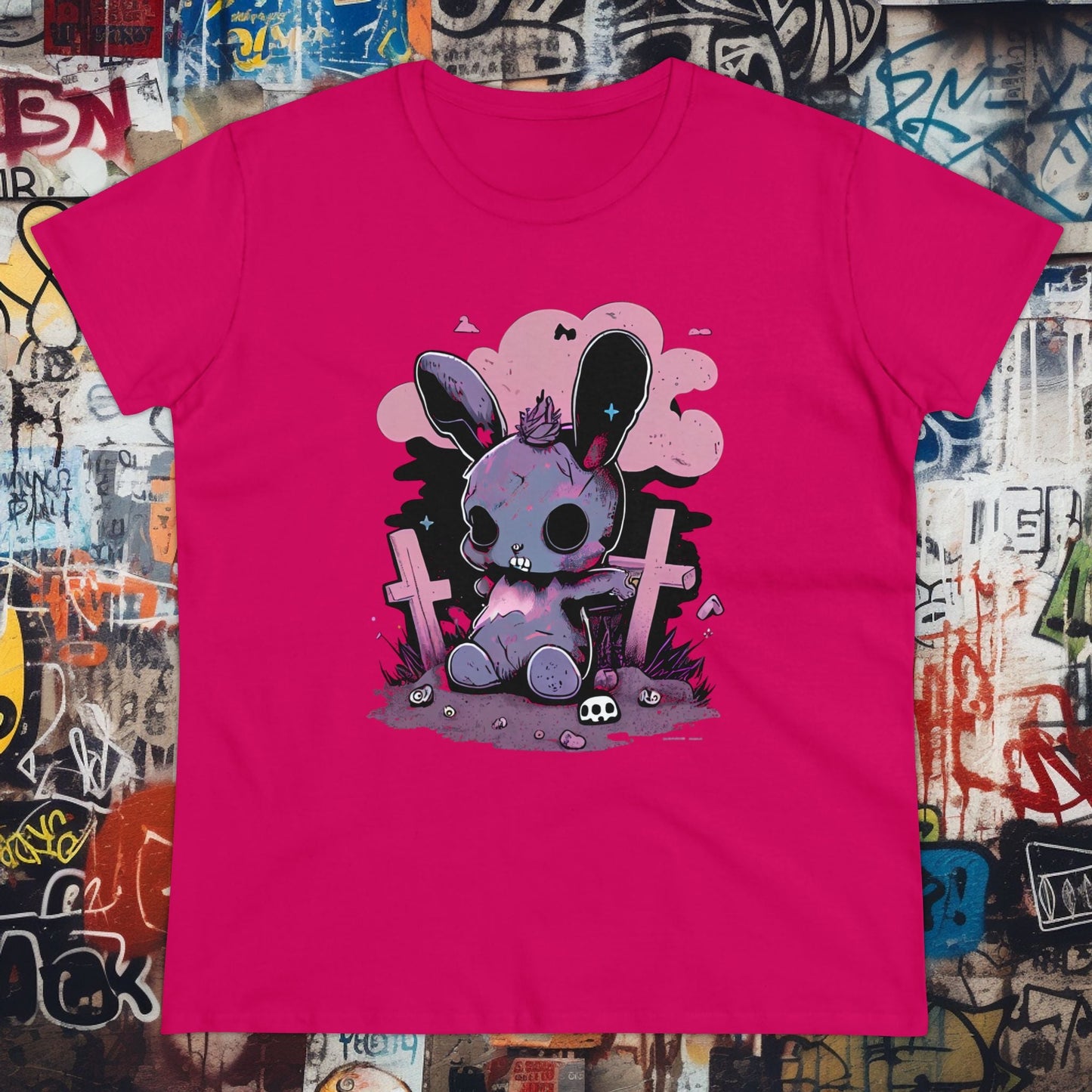 T-Shirt - Pastel Goth Death Bunny | Women's T-Shirt | Cotton Ladies Tee from Crypto Zoo Tees