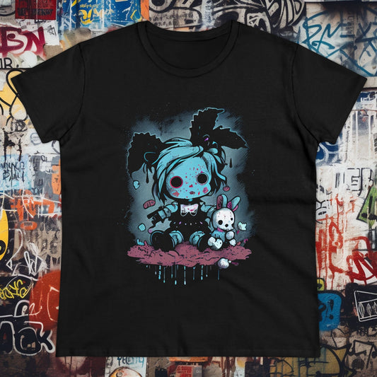 T-Shirt - Pastel Goth Death Rock Doll | Women's T-Shirt | Cotton Ladies Tee from Crypto Zoo Tees