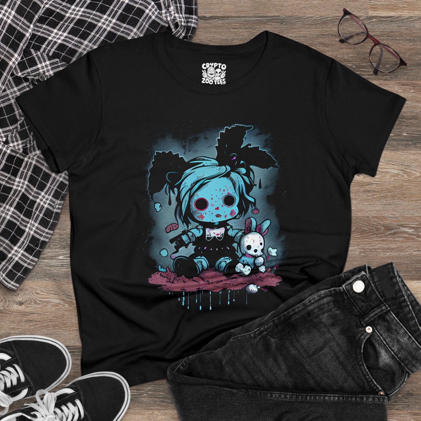 T-Shirt - pastel goth doll - ladies tee from Crypto Zoo Tees