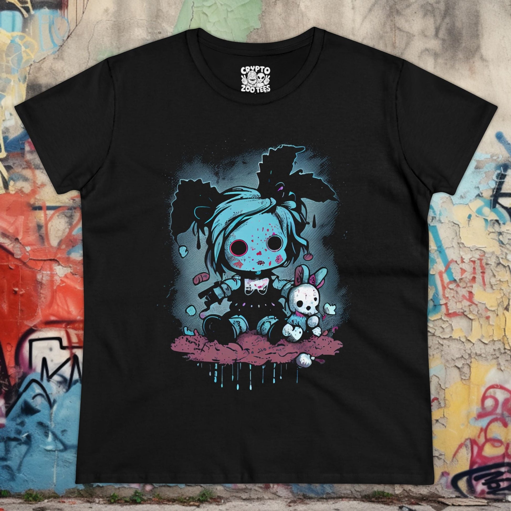 T-Shirt - pastel goth doll - ladies tee from Crypto Zoo Tees