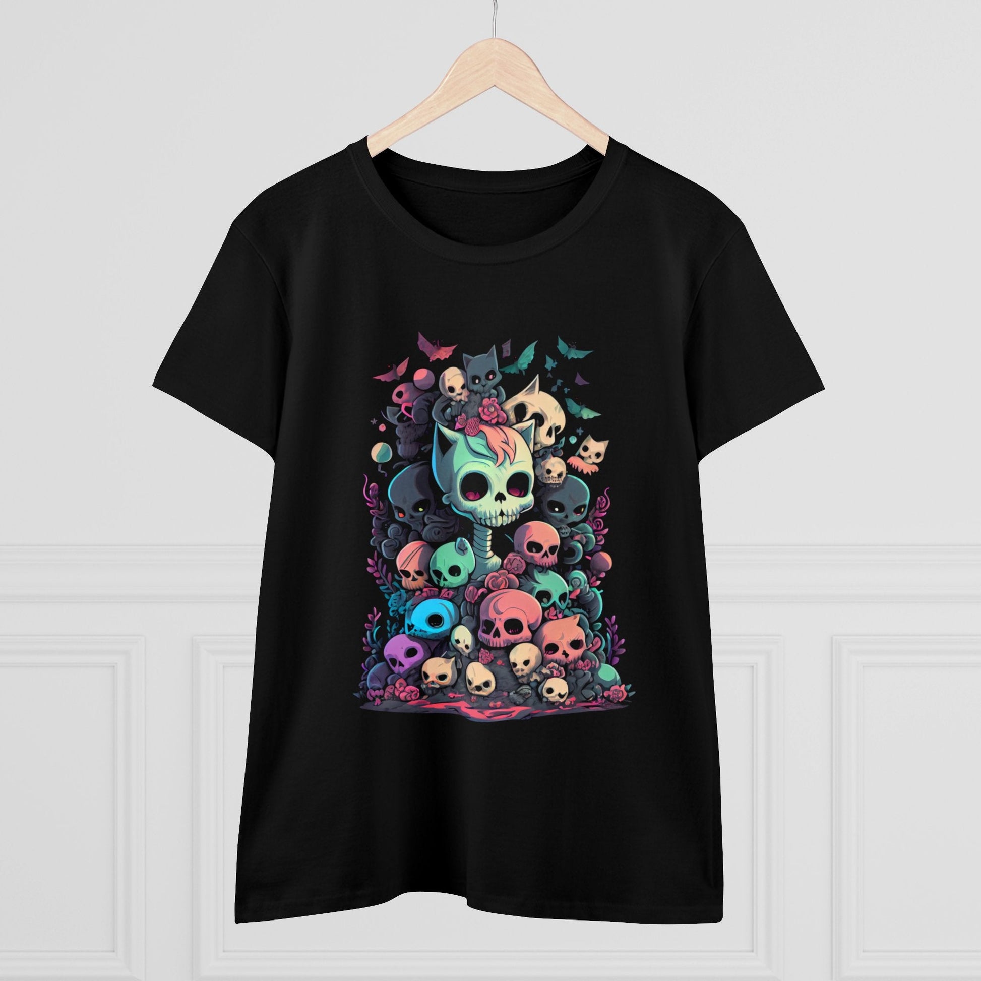 T-Shirt - Pastel Goth Skeleton Kittens | Women's T-Shirt | Cotton Ladies Tee from Crypto Zoo Tees