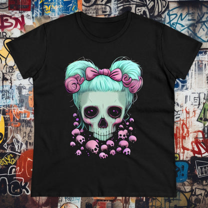 T-Shirt - Pastel Goth Skull Girl | Women's T-Shirt | Cotton Ladies Tee from Crypto Zoo Tees