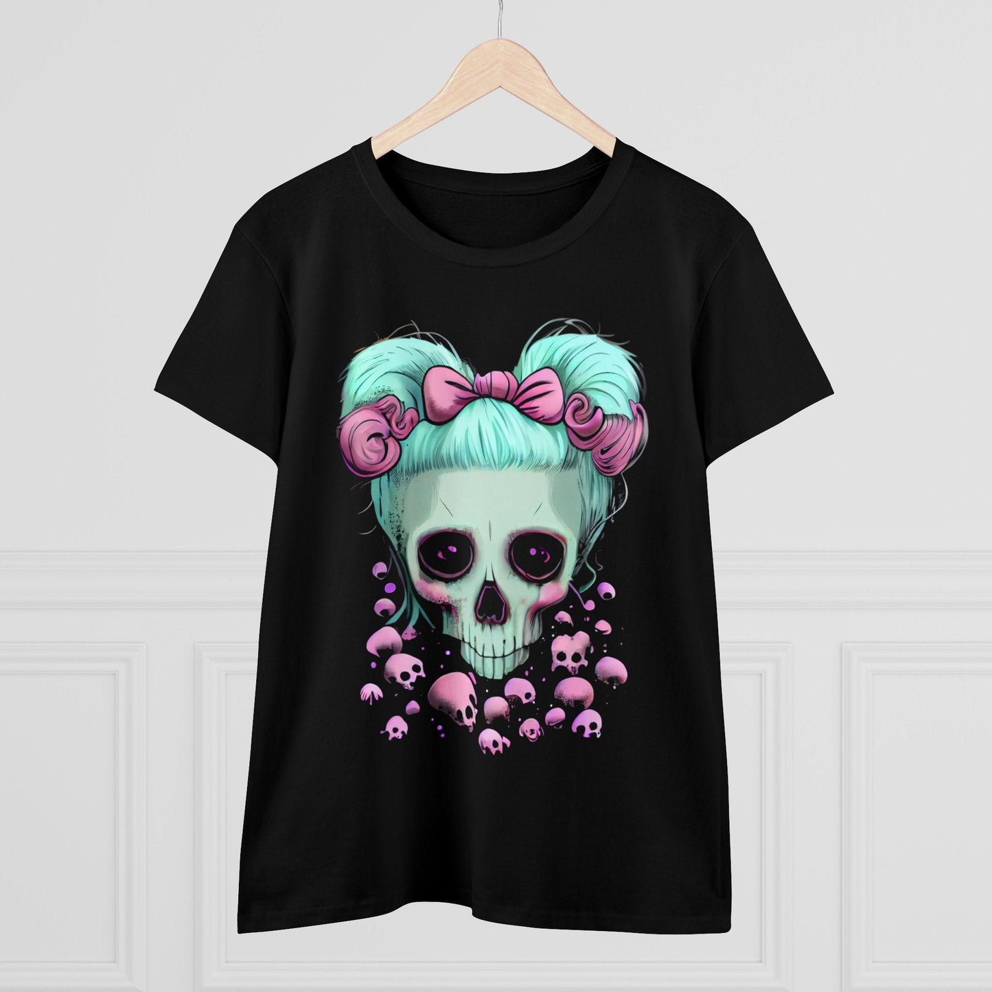 T-Shirt - Pastel Goth Skull Girl | Women's T-Shirt | Cotton Ladies Tee from Crypto Zoo Tees