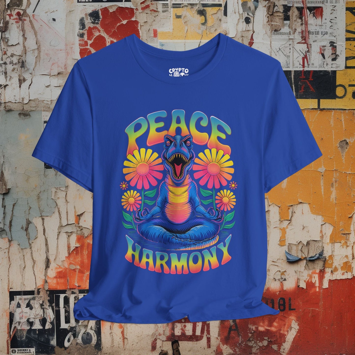 T-Shirt - Peace Harmony T - Rex Unisex T-shirt | Unisex T-shirt | Funny, Animals | Retro & Vintage from Crypto Zoo Tees