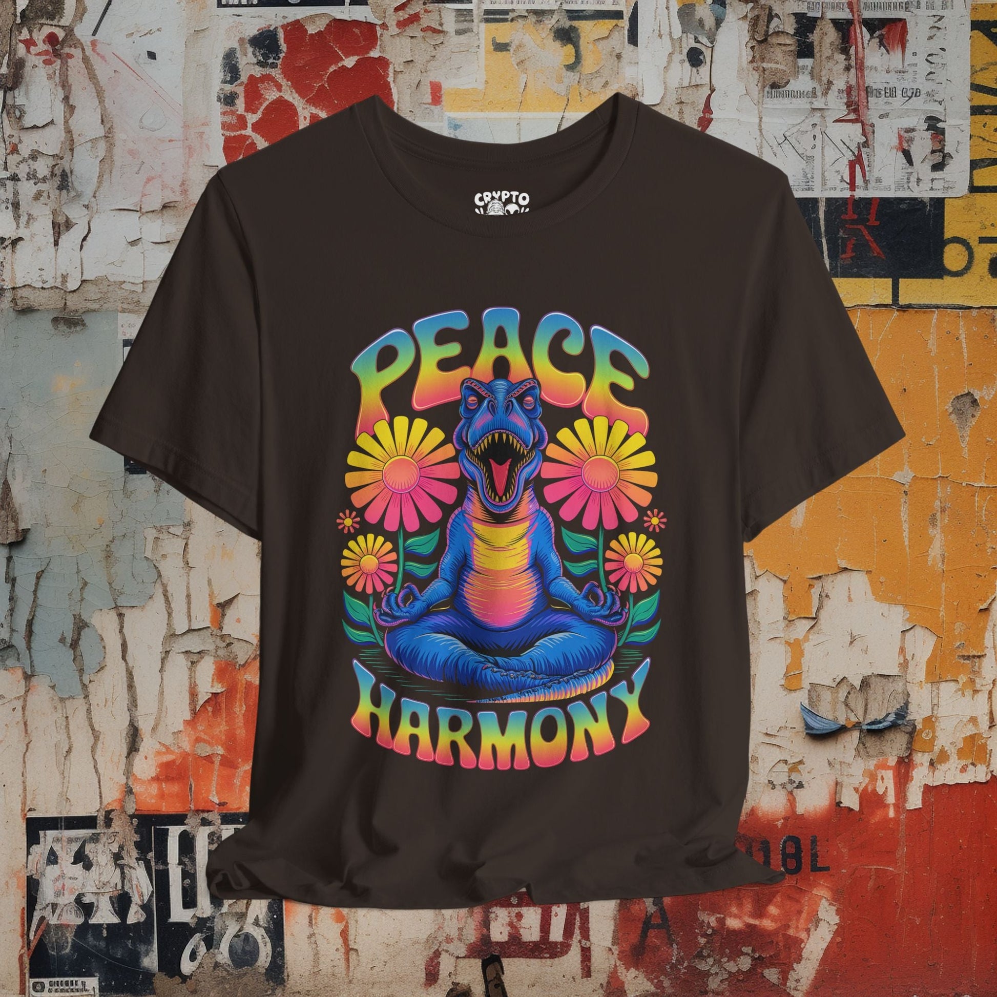 T-Shirt - Peace Harmony T - Rex Unisex T-shirt | Unisex T-shirt | Funny, Animals | Retro & Vintage from Crypto Zoo Tees