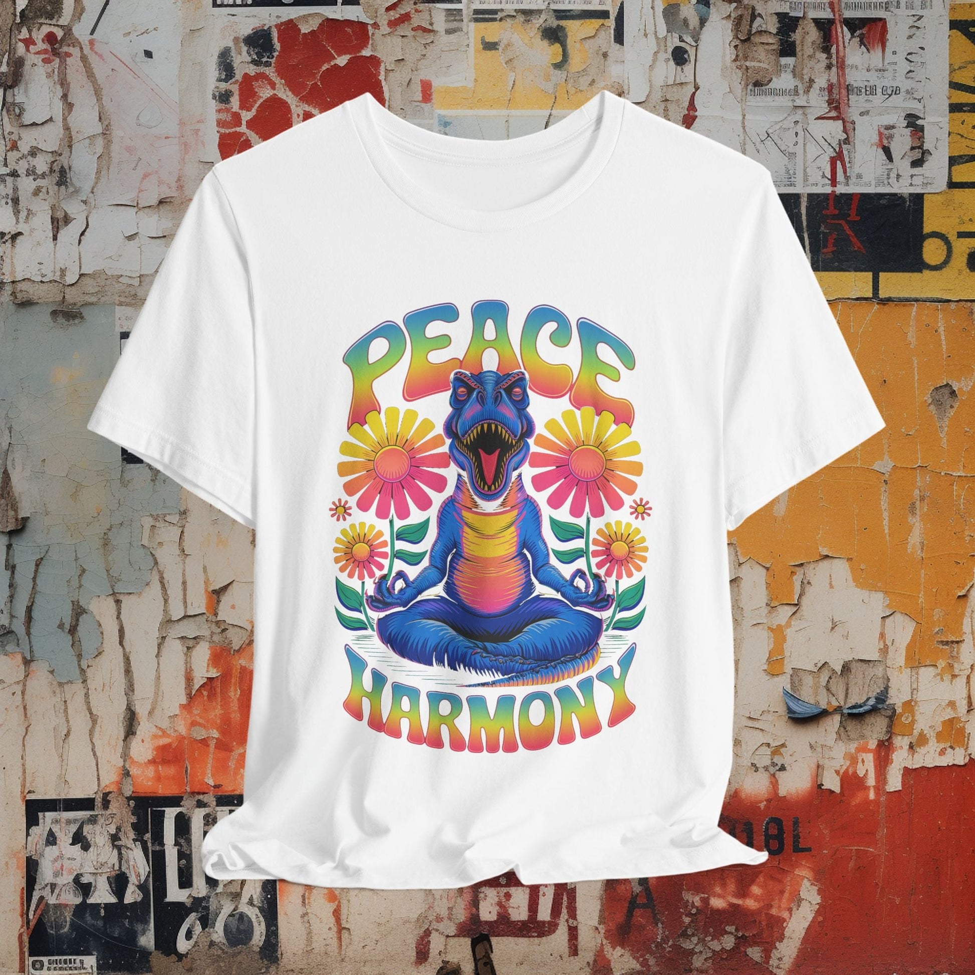 T-Shirt - Peace Harmony T - Rex Unisex T-shirt | Unisex T-shirt | Funny, Animals | Retro & Vintage from Crypto Zoo Tees