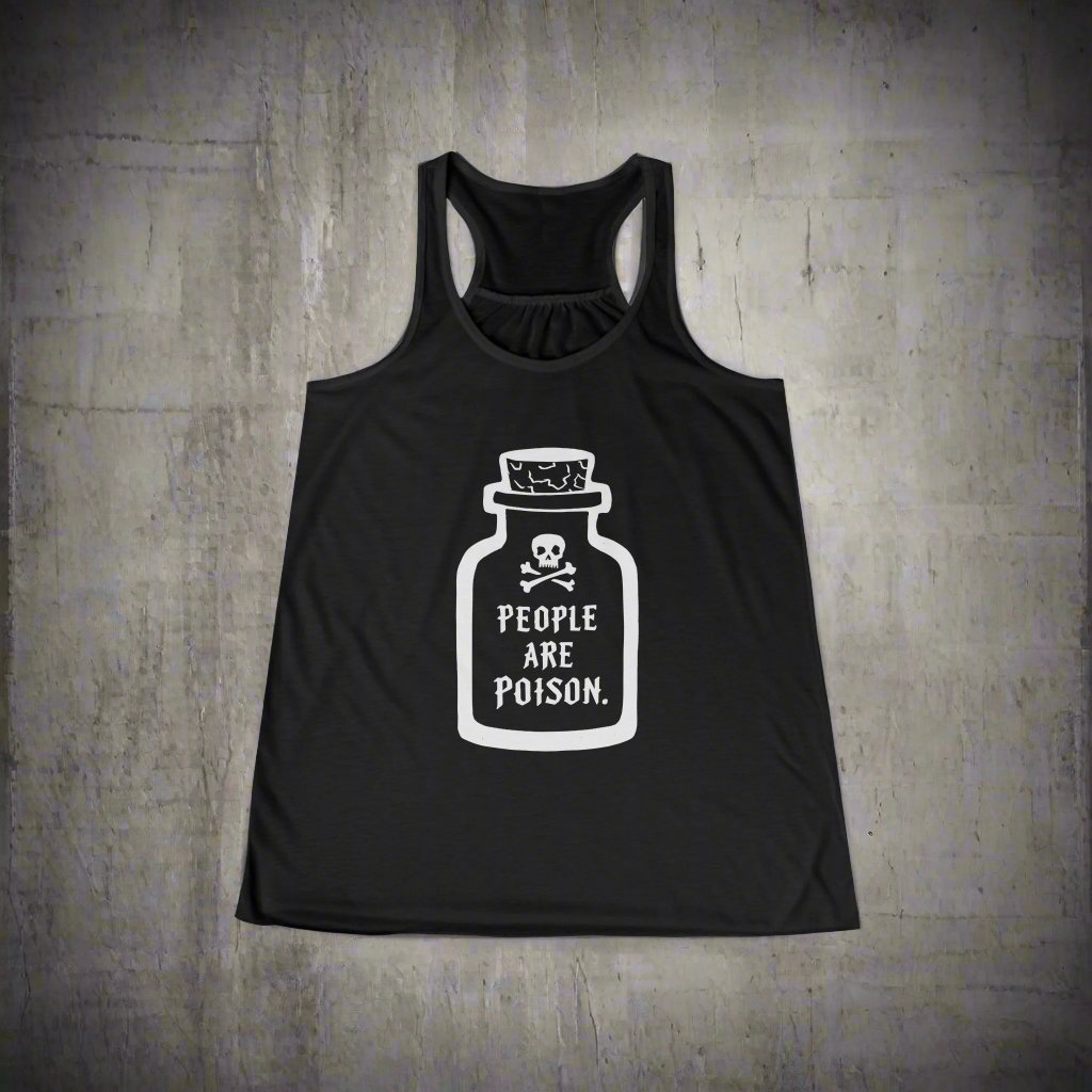 Tank Top - People Are Poison Apothecary Bottle with Skull and Crossbones | Skulls and Skeletons | Horror | Ladies Racerback Tank Top from Crypto Zoo Tees