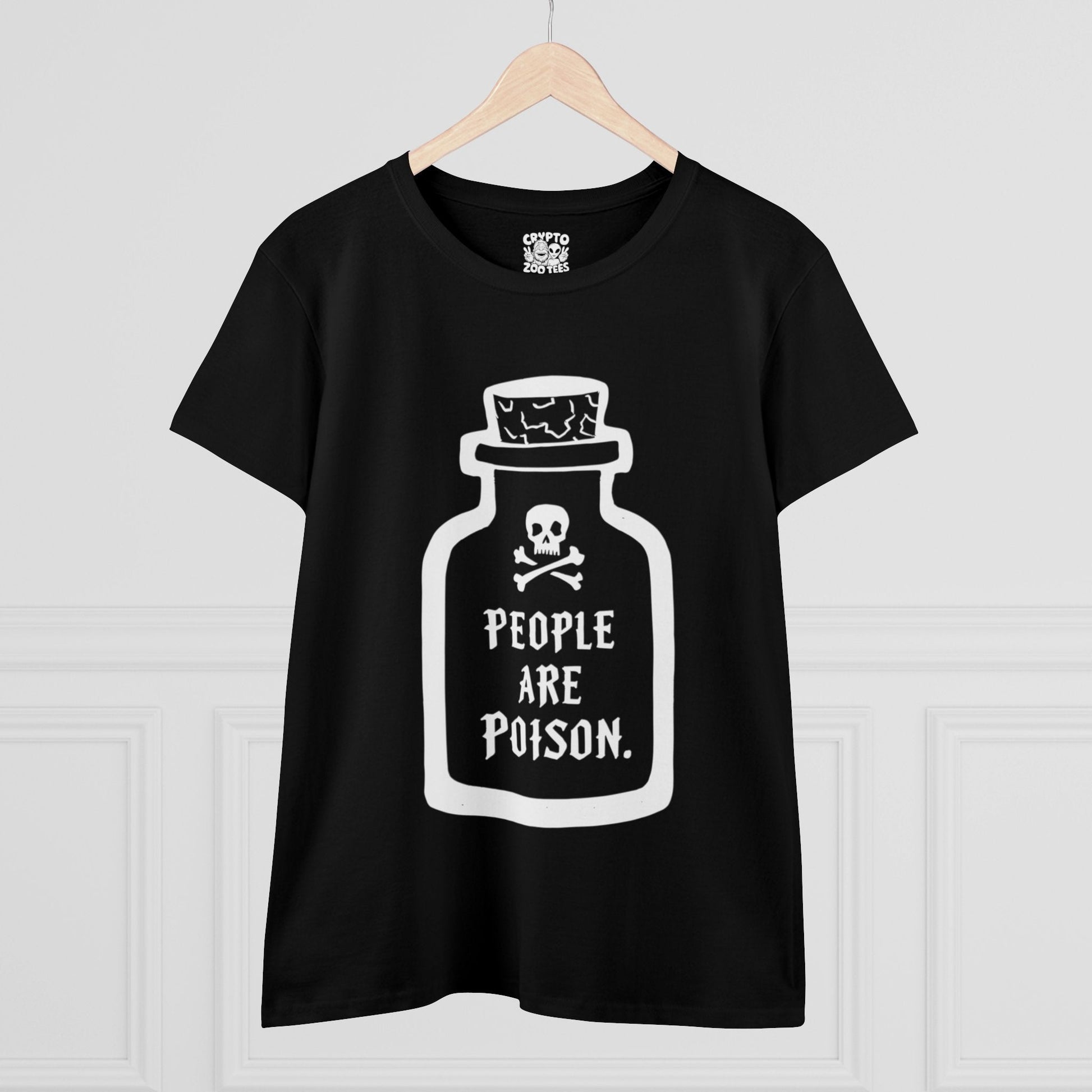 T-Shirt - People Are Poison Apothecary Bottle with Skull and Crossbones | Skulls and Skeletons | Horror | Women's T-Shirt | Cotton Tee from Crypto Zoo Tees