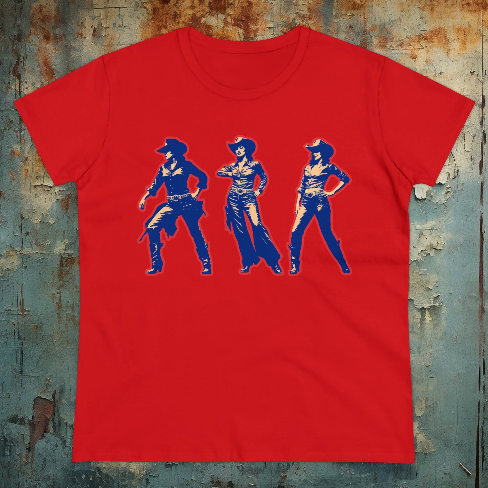 T-Shirt - Pink Cowgirl Pop Art Trio | Women's T-Shirt | Cotton Ladies Tee from Crypto Zoo Tees