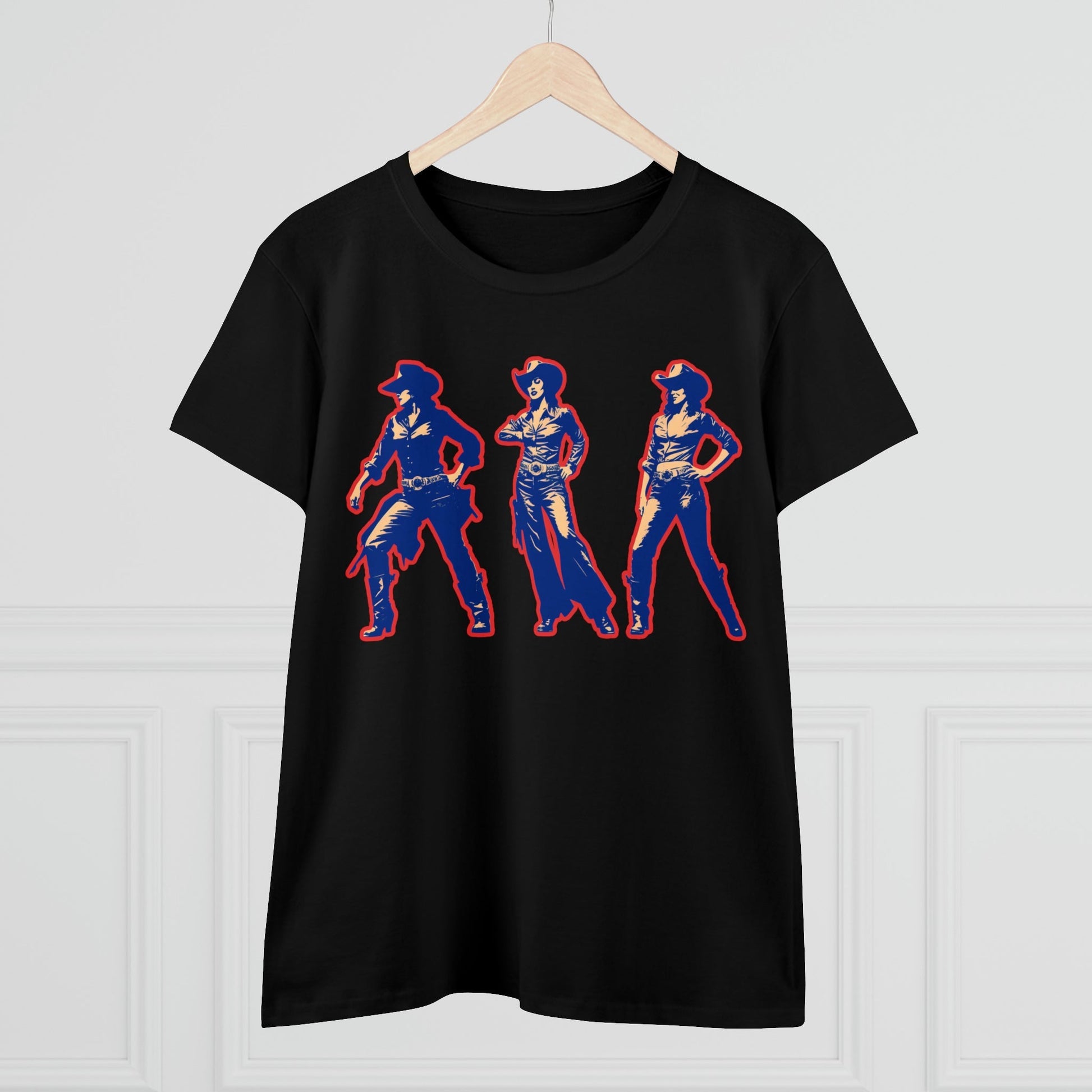 T-Shirt - Pink Cowgirl Pop Art Trio | Women's T-Shirt | Cotton Ladies Tee from Crypto Zoo Tees