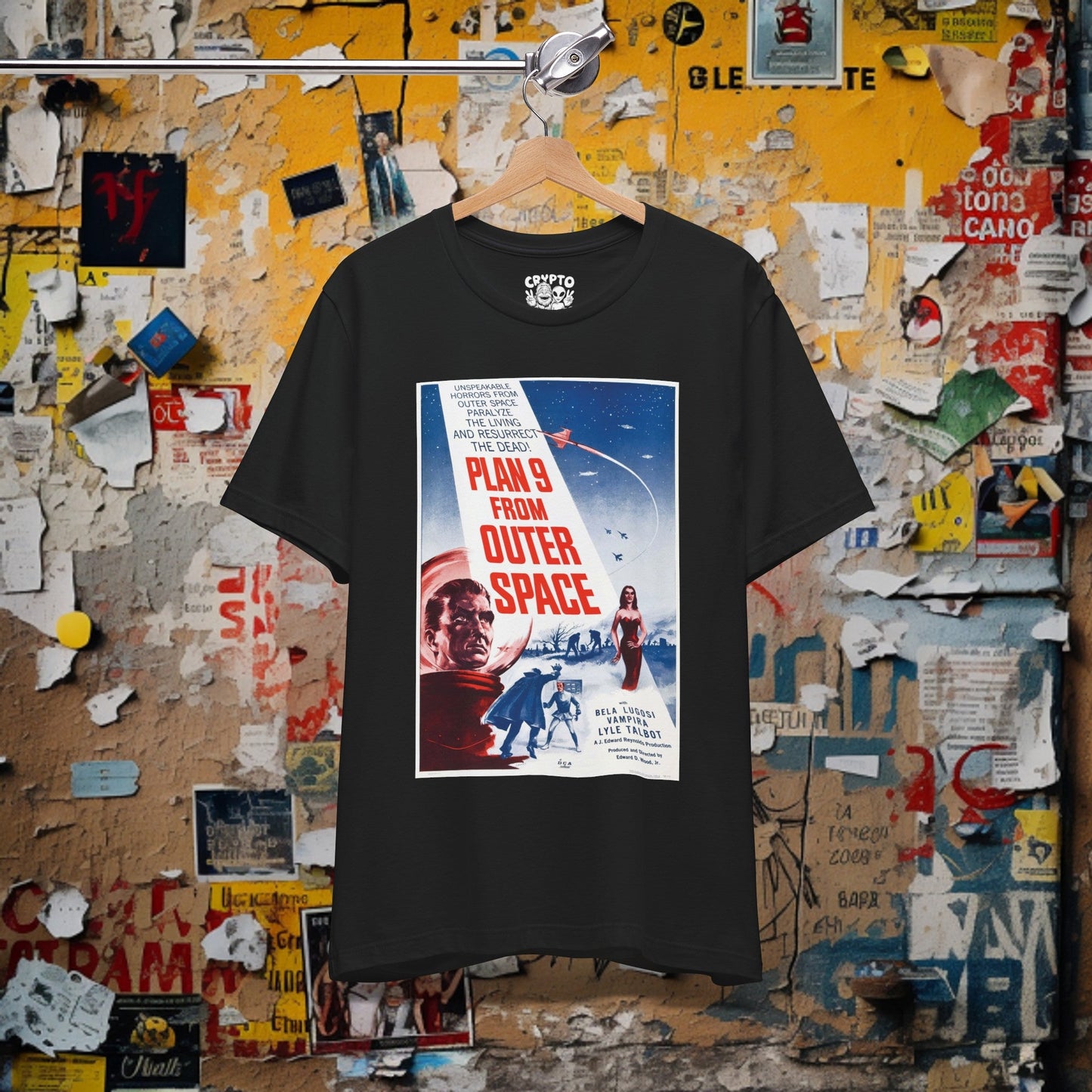 T - Shirt - Plan 9 From Outer Space 1959 Movie Color Poster Tee | Movies and TV | Horror | Bella + Canvas Unisex T - shirt from Crypto Zoo Tees