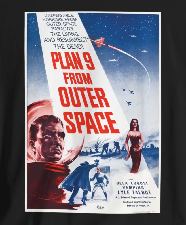 T - Shirt - Plan 9 From Outer Space 1959 Movie Color Poster Tee | Movies and TV | Horror | Bella + Canvas Unisex T - shirt from Crypto Zoo Tees