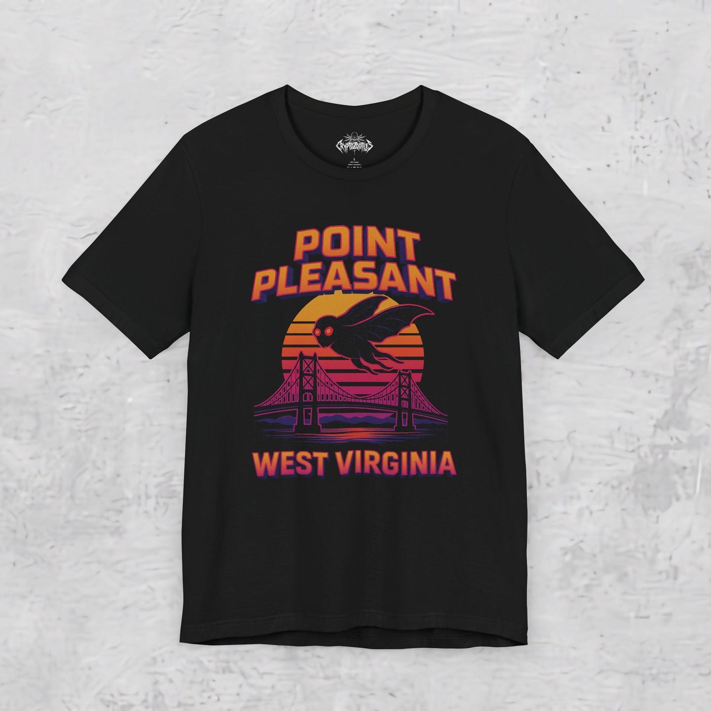 T-Shirt - Point Pleasant Mothman | Unisex T-shirt (Bella+Canvas 3001) | Cryptids, Ghosts &amp; Paranormal | Retro &amp; Vintage from Crypto Zoo Tees