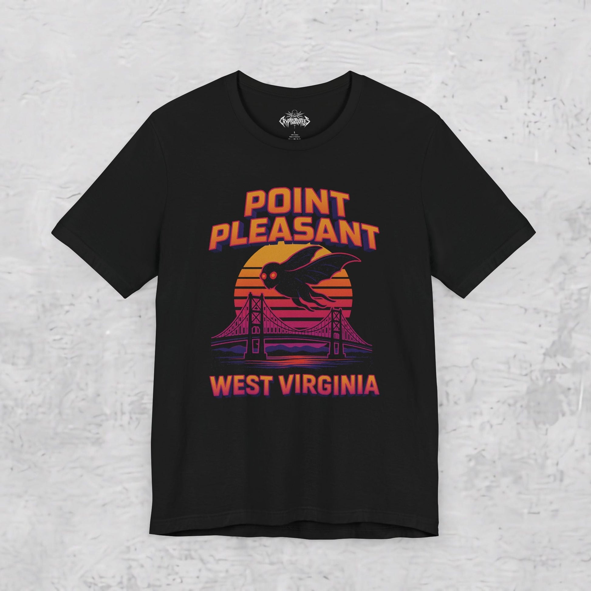 T-Shirt - Point Pleasant Mothman | Unisex T-shirt (Bella+Canvas 3001) | Cryptids, Ghosts &amp; Paranormal | Retro &amp; Vintage from Crypto Zoo Tees