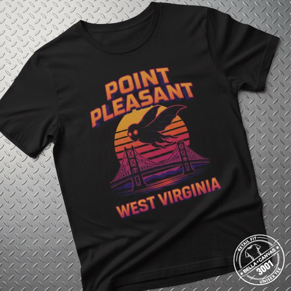 T-Shirt - Point Pleasant Mothman | Unisex T-shirt (Bella+Canvas 3001) | Cryptids, Ghosts &amp; Paranormal | Retro &amp; Vintage from Crypto Zoo Tees