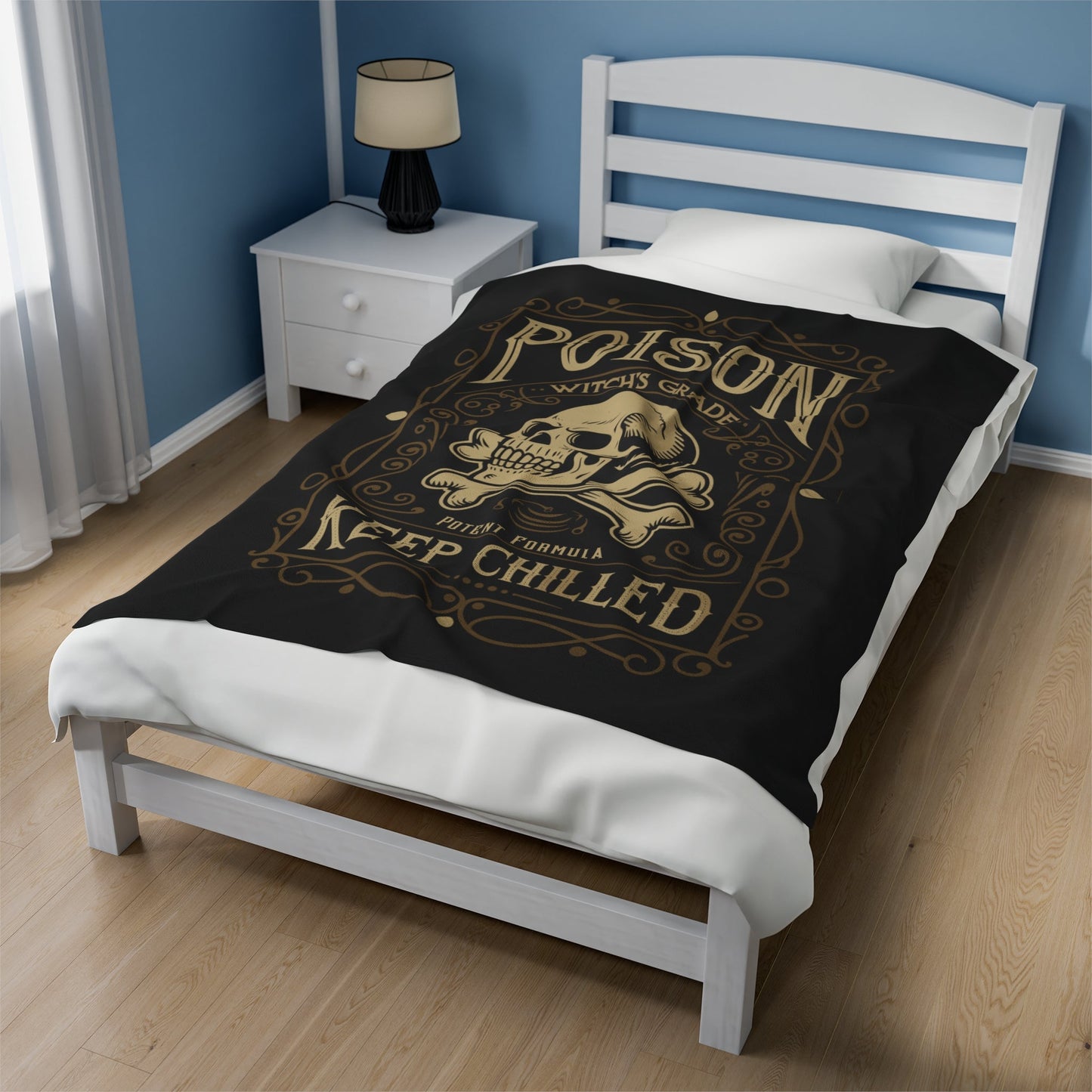 All Over Prints - Poison Apothecary Label Plush Velveteen Blanket - Cozy and Mystical from Crypto Zoo Tees